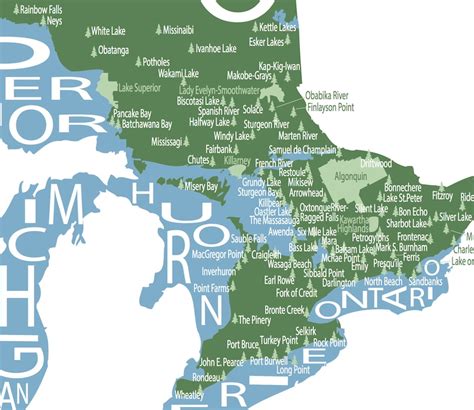 Typographic Map of Provincial Parks in Ontario Ontario Parks - Etsy