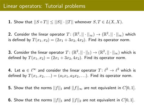 Linear operators: Tutorial problems