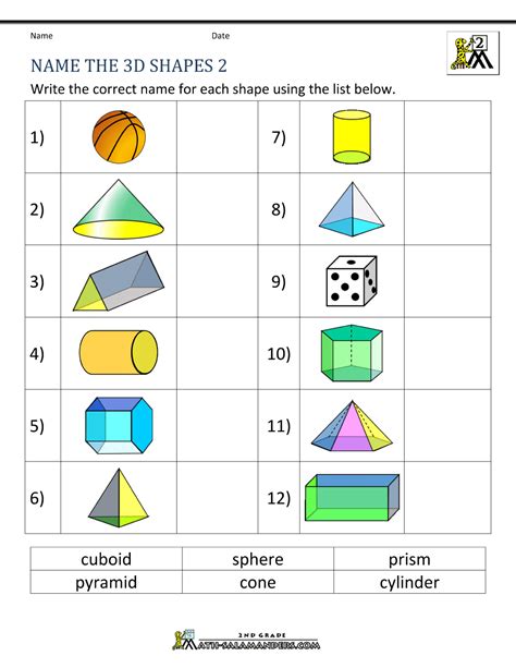 Names Of 2d Shapes Worksheet