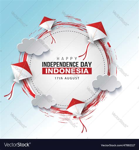 Happy national day indonesia flag with group Vector Image