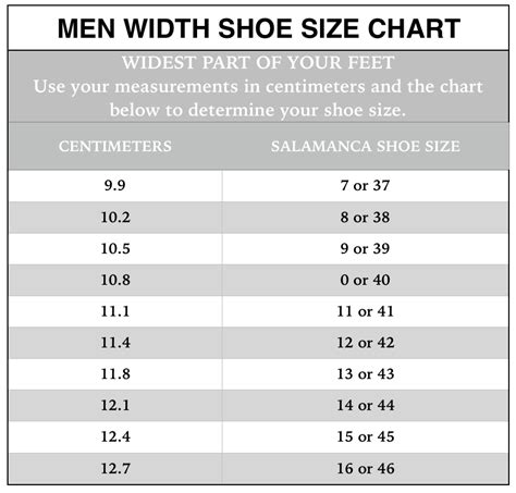 Copy of Shoe Size Chart — Salamanca Custom Made Tango Shoes