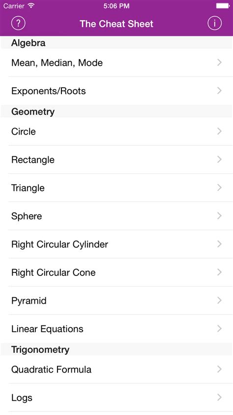 Geometry Cheat Sheet for iPhone - Download