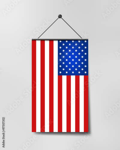 Vertical hanging US flag Stock Illustration | Adobe Stock