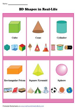 3D Shapes in Real-Life Worksheets