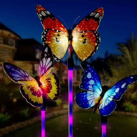 Garden Solar Lights Outdoor,Multi-Color Changing Solar Powered LED Garden Lights,Fiber Optic ...