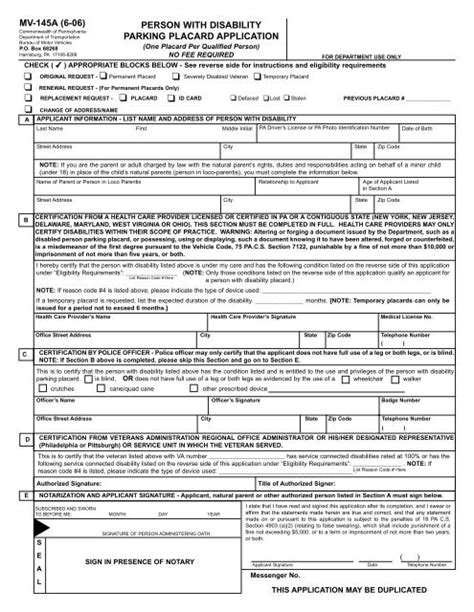 PennDOT - Person With Disability Parking Placard Application