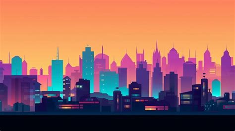 Premium AI Image | Sunset City Minimalist Background