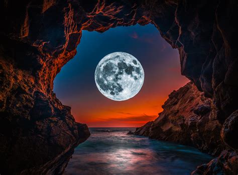 Malibu Luna: Malibu Sea Cave Full Moon Moonrise Sunset Dusk Fine Art Landscape Nature ...