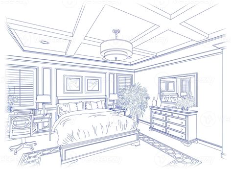 Blue Custom Bedroom Design Drawing on White 16359364 Stock Photo at Vecteezy