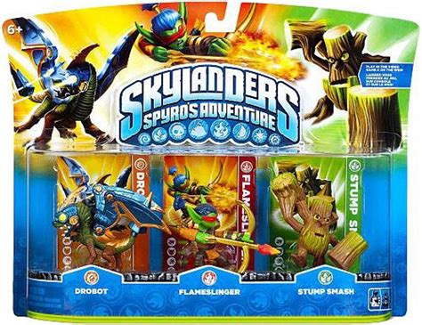 Skylanders Spyros Adventure Drobot, Flameslinger Stump Smash Figure 3-Pack Activision - ToyWiz