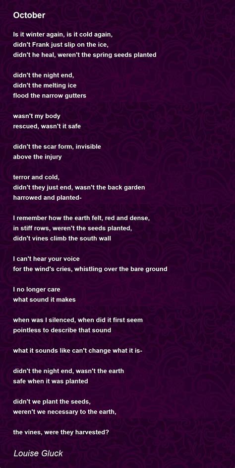 October - October Poem by Louise Gluck