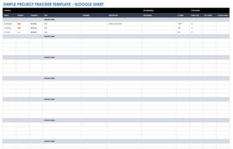 Google Sheets Project Tracker Template