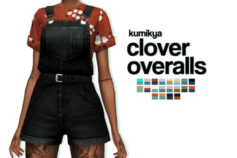 KUMIKYA clover overalls recolour by moontrait | Sims 4, Sims 4 mods clothes, Sims