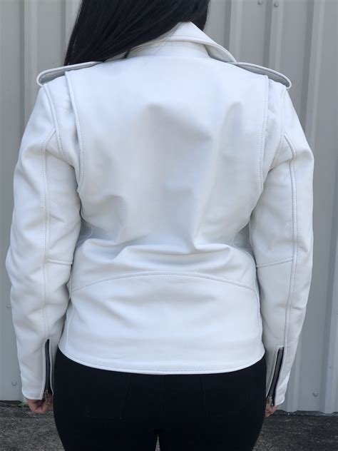 Ladies White Leather Motorcycle Jacket