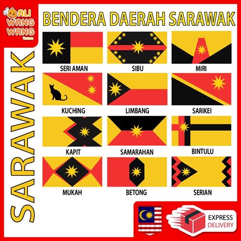 BENDERA DAERAH SARAWAK / sarawak district flag / negeri sarawak BENDERA | Shopee Malaysia