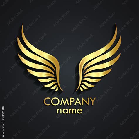 3d golden metal wings logo design Stock Vector | Adobe Stock