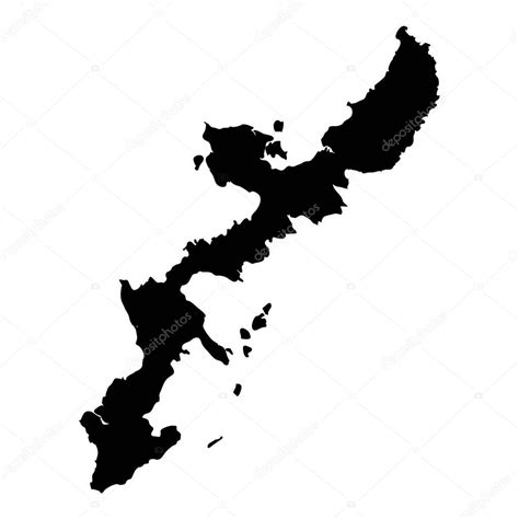 Okinawa map outline | Okinawa Island map Island silhouette icon Isolated Okinawa Island black ...