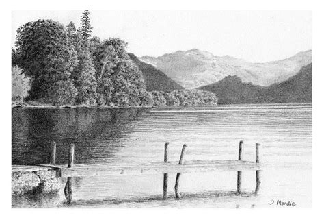 Lake Drawing Pencil