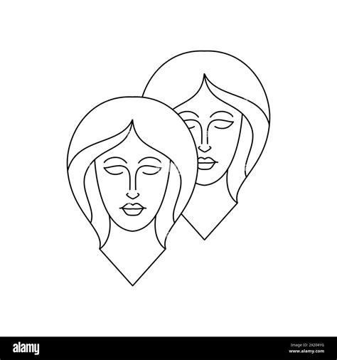 Gemini zodiac sign in line art style Stock Vector Image & Art - Alamy