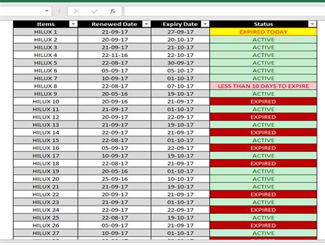 Expiration Date Tracking Excel Template