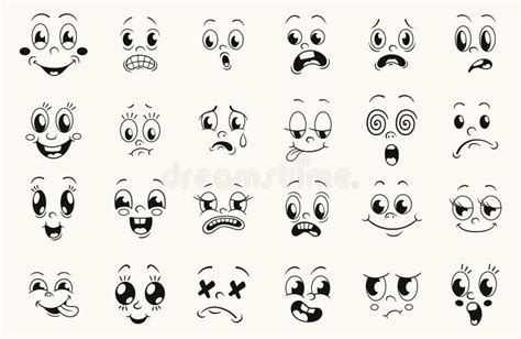 Cartoon Retro Faces Stickers Stock Vector - Illustration of mascot, funny: 277454193