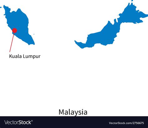 Detailed map of malaysia and capital city kuala Vector Image