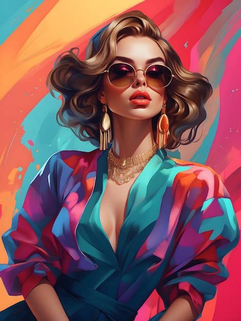 Fashion girl illustration trendy stylish vibrant colors modern detailed shading digital painti ...