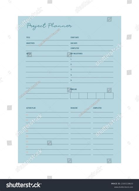 Project Tracker Planner Template Simple Printable Stock Vector (Royalty Free) 2183118633 ...