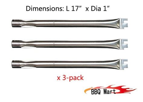 13041(3-pack) Replacement Straight Stainless Steel Burner for BBQ Grillware, Home Depot, Ducane ...