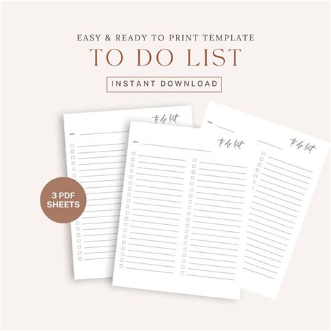 Aesthetic to Do List Printable, Simple Tasks List Template, A4/PDF Instant Download Printable ...