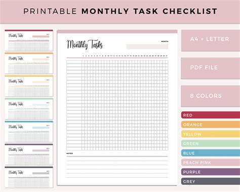 Monthly Task Calendar Printable - Terry Georgina