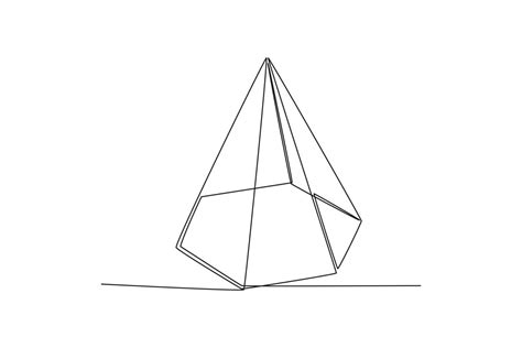 Single one line drawing hexagonal pyramid. Geometric shapes concept. Continuous line draw design ...