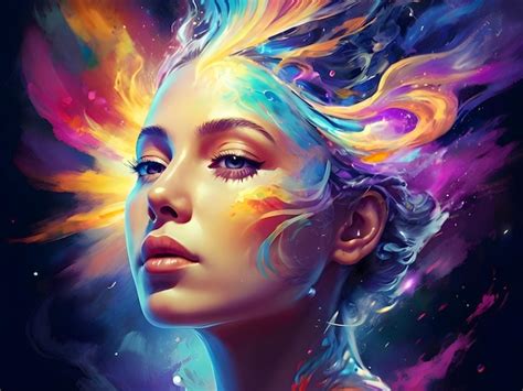 Premium Photo | Attractive Portrait of spiritual awakening Beautiful Women Face illustration ...