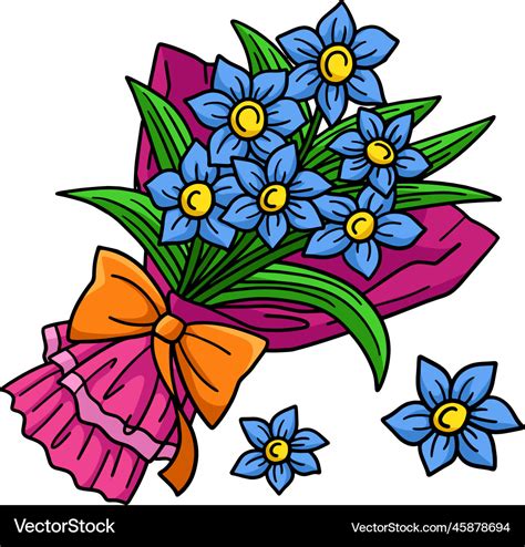 Spring flower bouquet cartoon colored clipart Vector Image