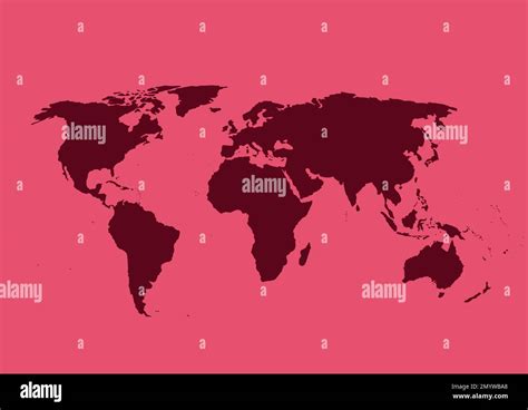 World map vector, isolated on Viva Magenta background. Flat Earth, map template for website ...