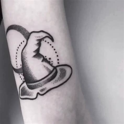 A dot-work style wizard hat tattoo | Tattoos, Belly tattoos, Friend tattoos