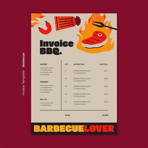 Free PSD | Delicious bbq invoice template