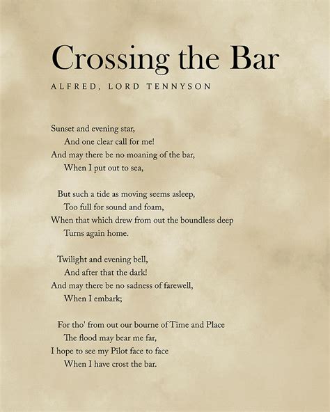 Crossing The Bar - Alfred Lord Tennyson Poem - Literature - Typography 1 - Vintage Digital Art ...