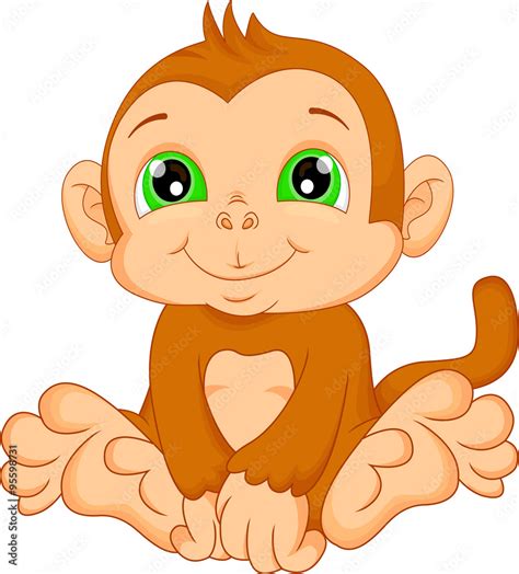 cute baby monkey cartoon Stock Vector | Adobe Stock