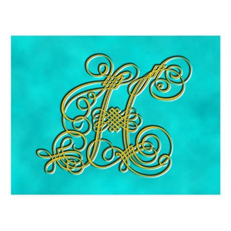 Fancy Monogram Letter H, Customize Color Postcard | Zazzle.com