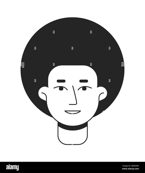 Afro hair man with friendly smile monochrome flat linear character head Stock Vector Image & Art ...