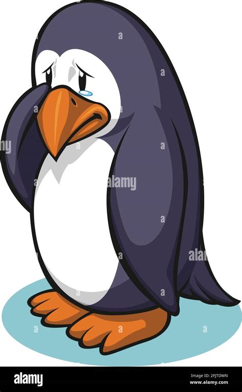 Sad Penguin Wiping Tears Crying Cartoon Illustration Vector Drawing Stock Vector Image & Art - Alamy