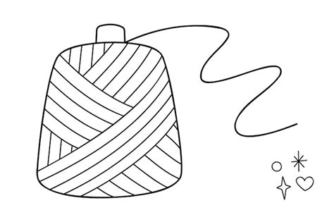 Premium Vector | Bobbin of yarn Doodle outline vector black and white illustration