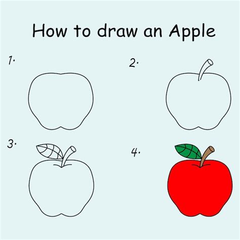 Premium Vector | Step by step to draw an Apple Drawing tutorial an Apple Drawing lesson for children