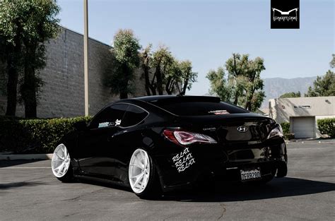 Stanced Out Black Hyundai Genesis Coupe Featuring Chrome Concept One Wheels | CARiD.com Gallery