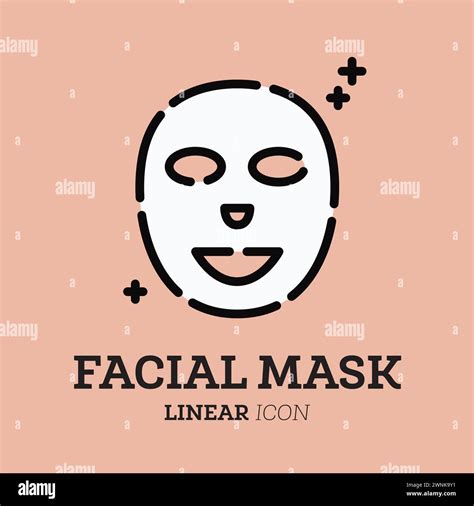 Facial mask sheet icon. Linear symbol. Beauty skin. Woman's face. Vector illustration ...