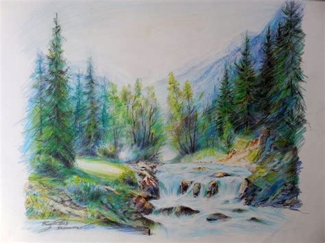 Pencil Color Landscape: Drawing a World of Beauty and Serenity