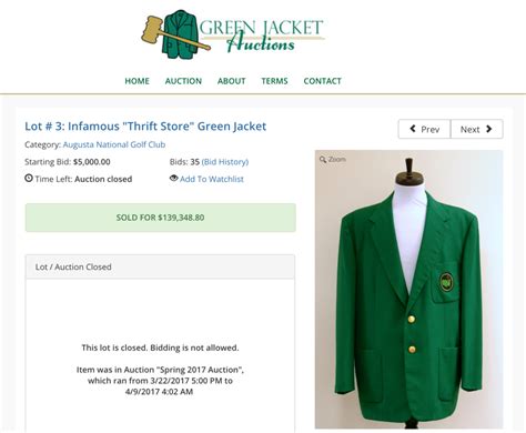 Authentic Masters Green Jacket found in Toronto thrift store sells at auction for more than ...