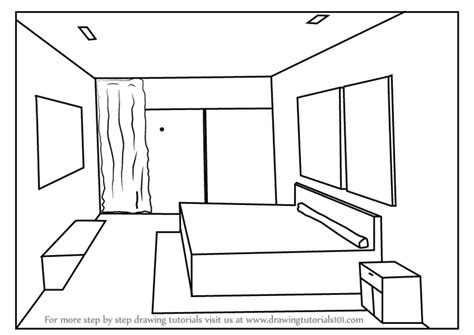 Learn How to Draw One Point Perspective Bedroom (One Point Perspective) Step by Step : Drawing ...