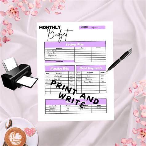 Printable Monthly Budget Canva Template Monthly Budget - Etsy